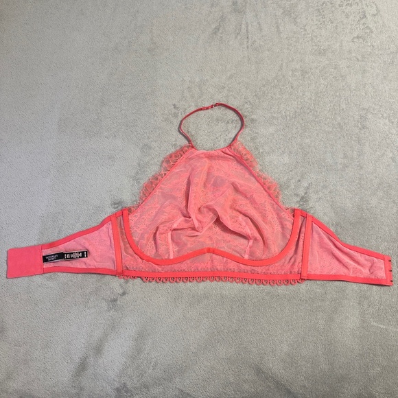 Victoria's Secret Very Sexy High Neck Lace Bralette 36 D Coral Underwire - Picture 2 of 11